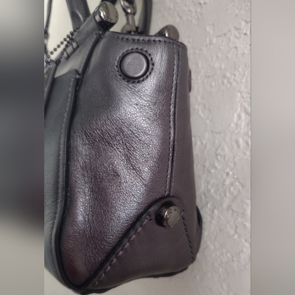 Coach Grace 20 Metallic Gray Leather Crossbody Handbag - Picture 5 of 16